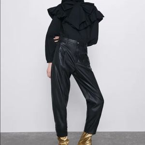 Zara Faux Leather Cropped Pants